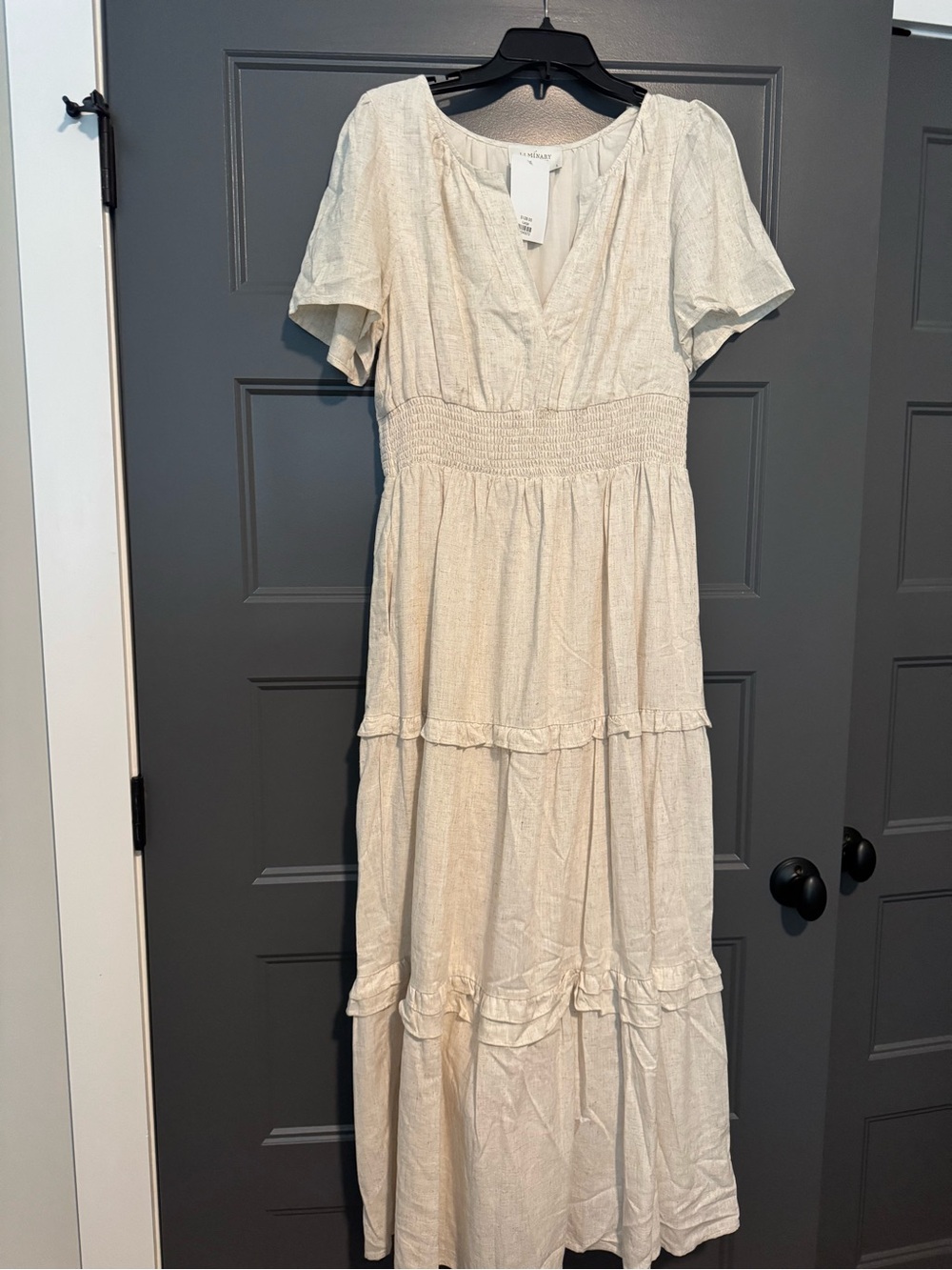 Sandy Shore Palmer Linen Tiered Maxi Dres. NWT